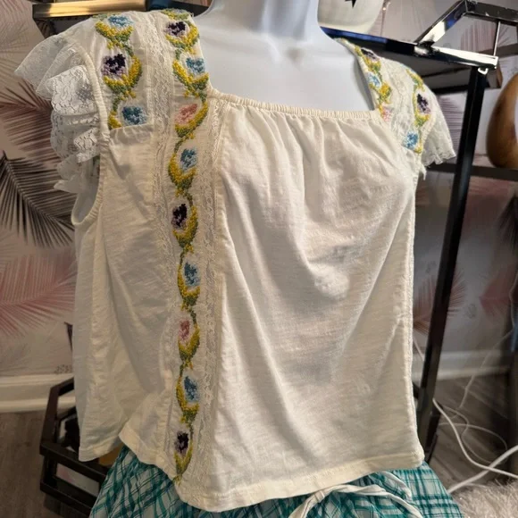 By Anthropologie Crop Swing Top & Maeve Drawstring A-Line Cotton Midi Skirt - Picture 3 of 5